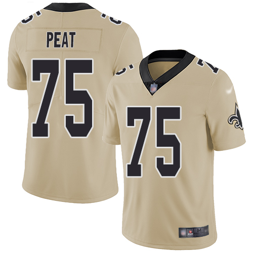 Men New Orleans Saints Limited Gold Andrus Peat Jersey NFL Football #75 Inverted Legend Jersey